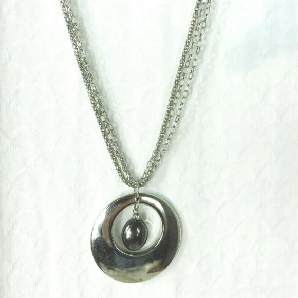 Silver Gray Hollow Circle Pendants Necklace 3 Chains Fashion Jewelry - Picture 6 of 12